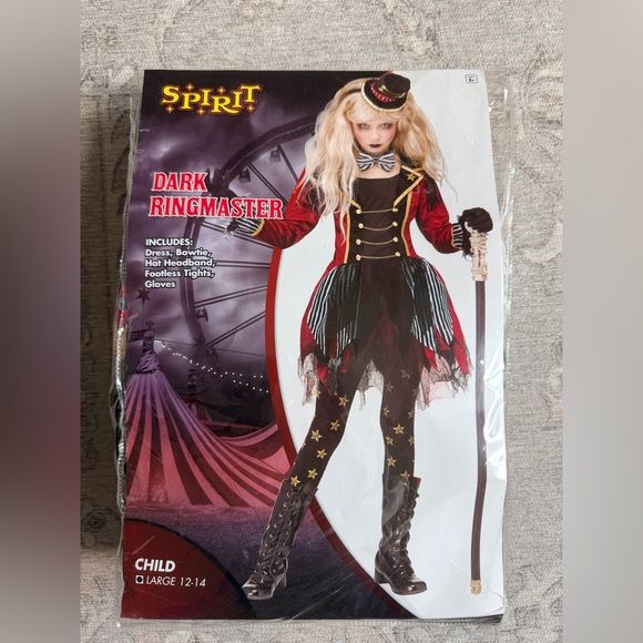 Spirit Halloween Kids Dark Ringmaster Costume Girls Lg 12-14 complete EUC - Picture 3 of 7